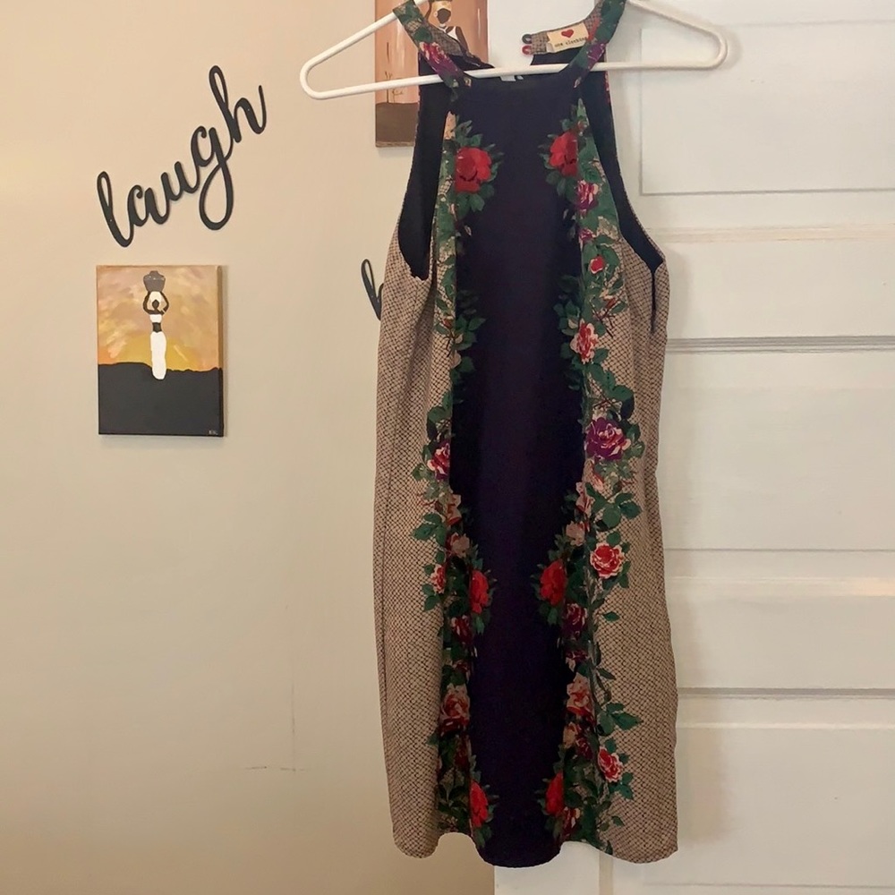 Summer dress, Navy and floral, XS